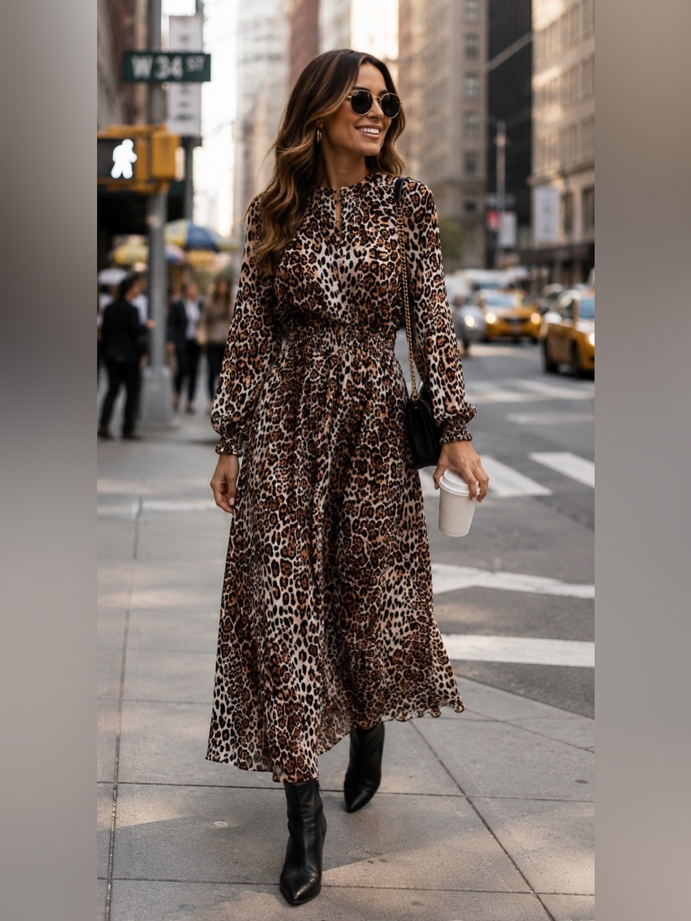 Lark + Grey Leopard Print Smocked Maxi Dress – Size Medium